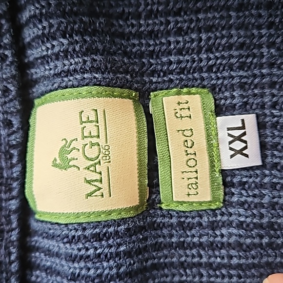 Magee 1866 Navy Blue Wahed Cotton Quarter Button Zip Pullover Sweater XXL NWOT - Picture 5 of 9
